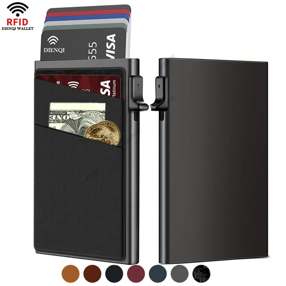 Index Card Holder - RFID ビジネスクレジットカードホルダー男性財布スリム薄型金属カードホルダーケース盗難防止銀行訪問カード収納袋ポルテカード