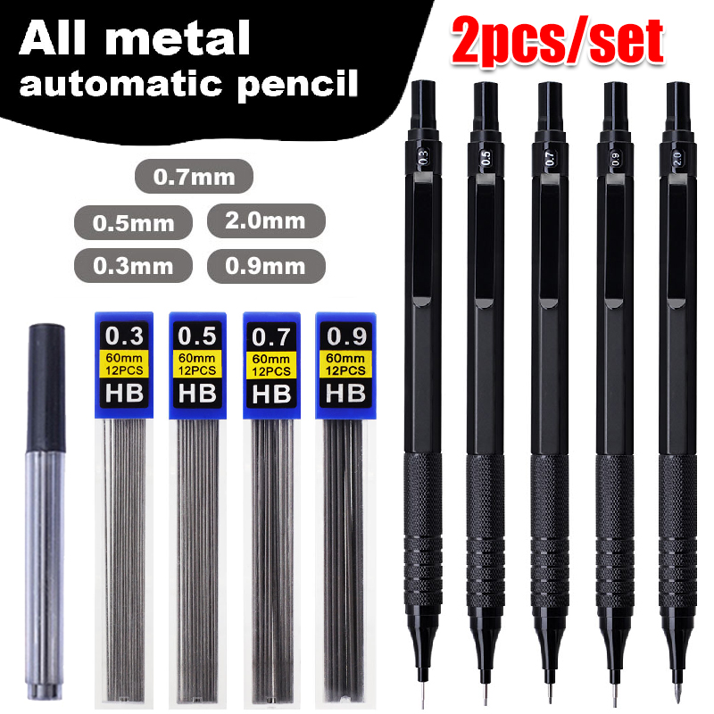 黒色の低重心メタルメカニカルペンシルセット 0.3-2.0m - Mechanical Pencil 0.3 のレビューと価格
