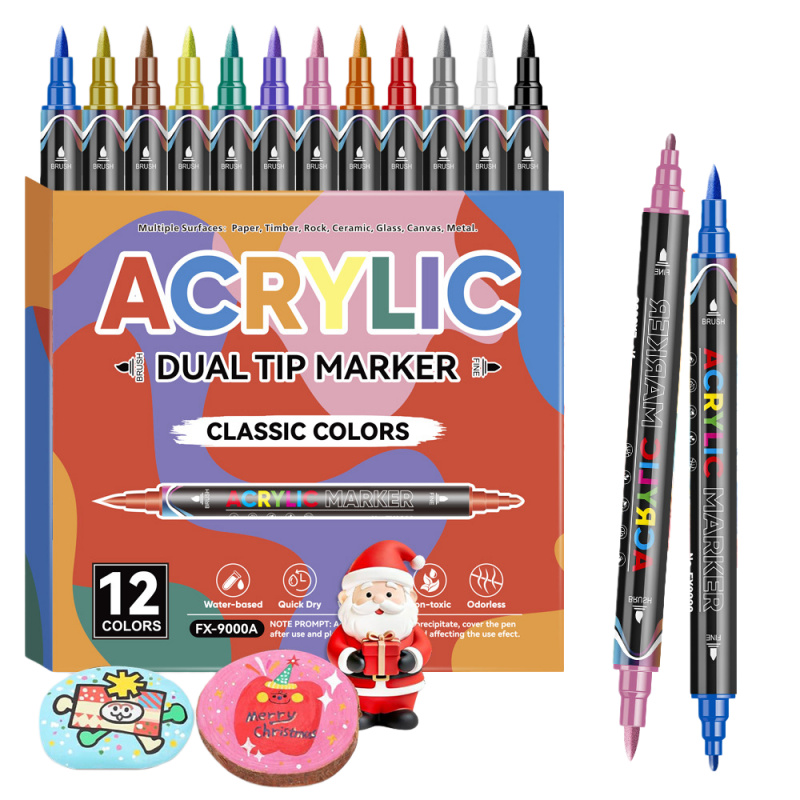 アクリルペイントマーカー、デュアルチップブラシ＆ファインアク - Correction Pen Fine のレビューと価格