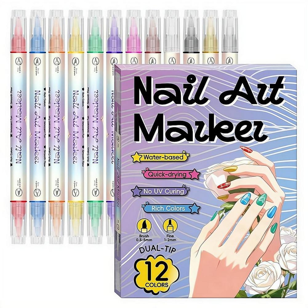 12/24色デュアルチップネイルアートマーカーペン アクリル - Correction Pen Fine のレビューと価格