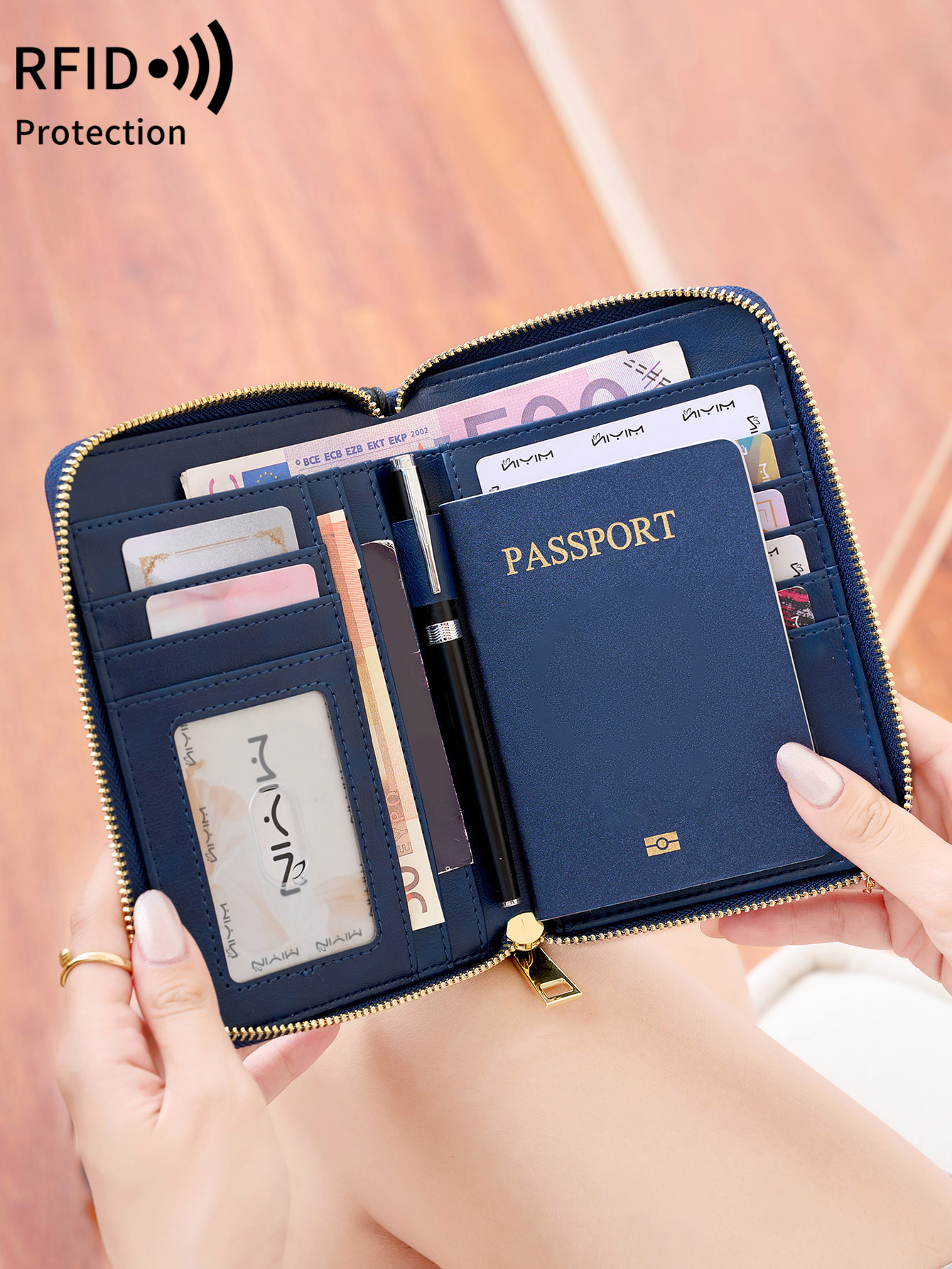 RFID シールド付きパスポートホルダー 二つ折りトラベルウ - Index Card Holder のレビューと価格
