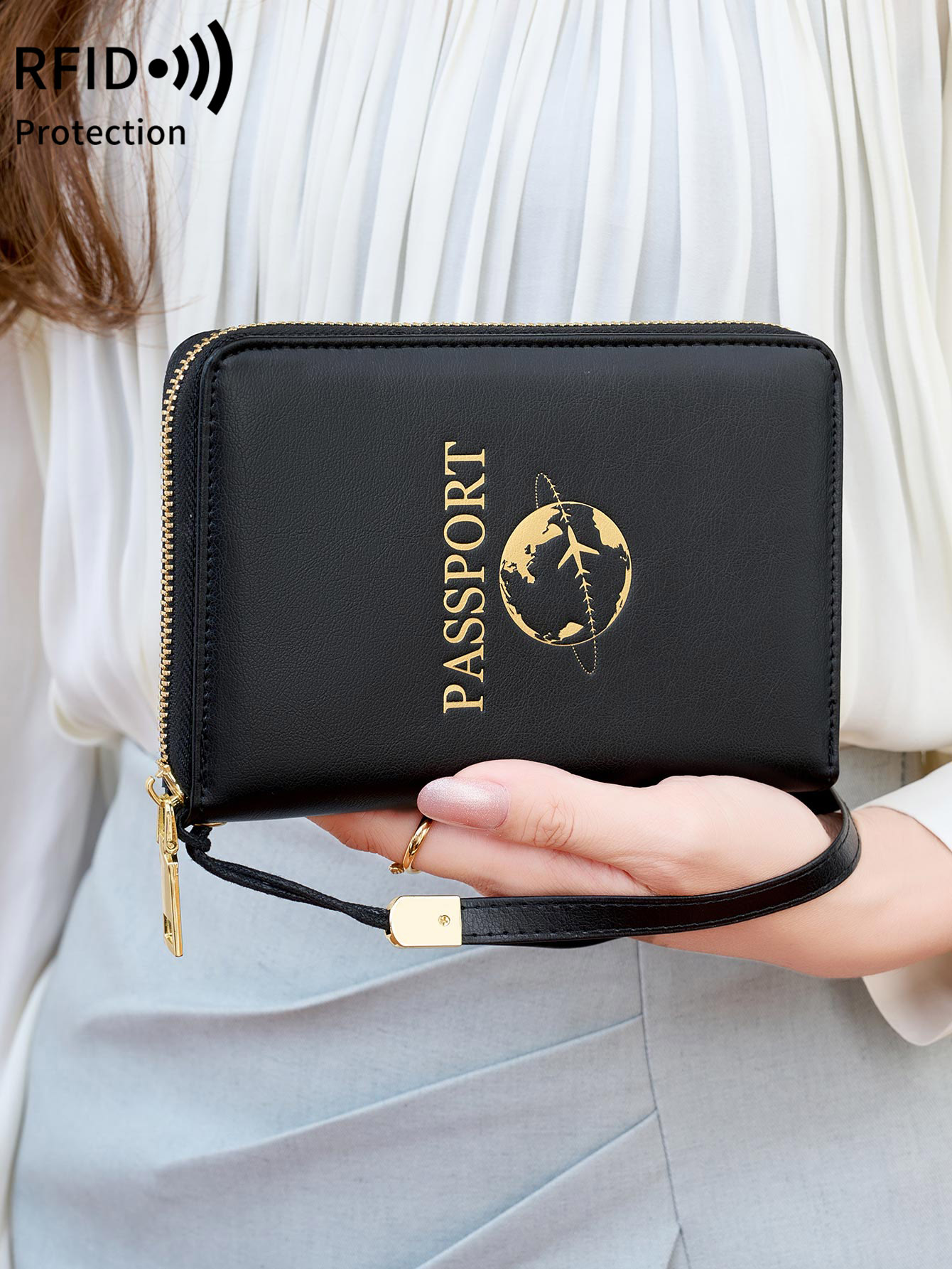 RFID シールド付きパスポートホルダー 二つ折りトラベルウ - Index Card Holder のレビューと価格